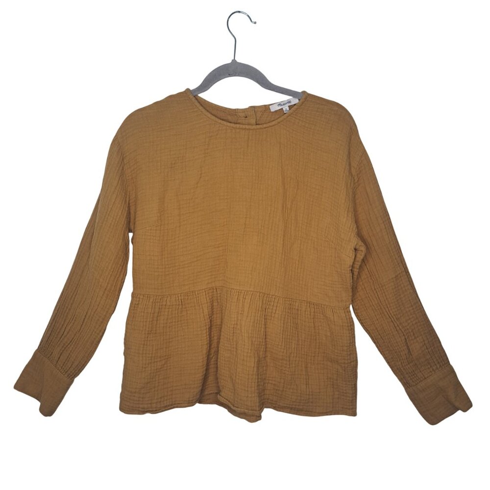 Madewell Mustard Yellow Peplum Back Buttons Size Medium